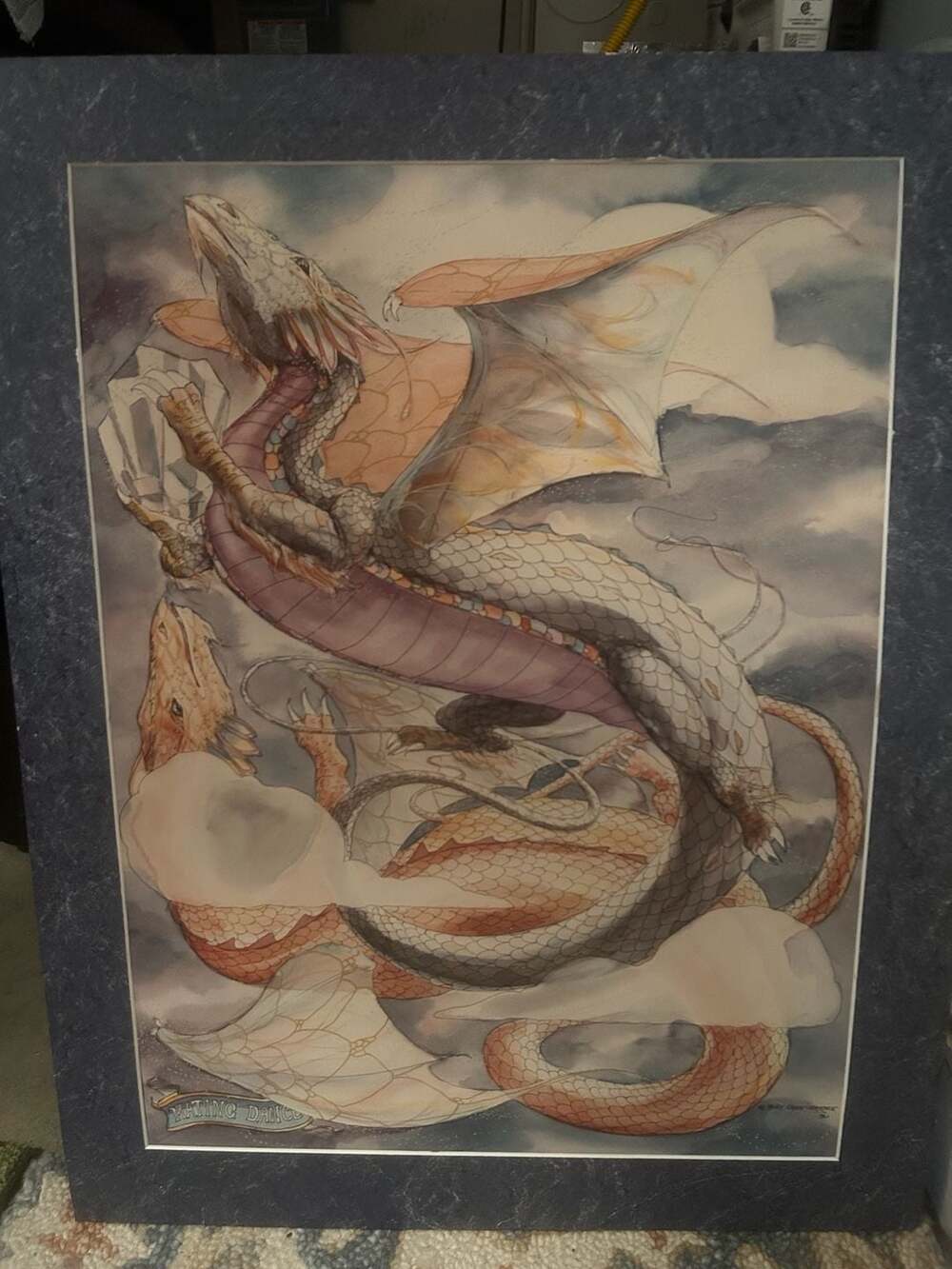 Nancy Chien Eriksen Mating Dance Dragon Fantasy Art Print Matted